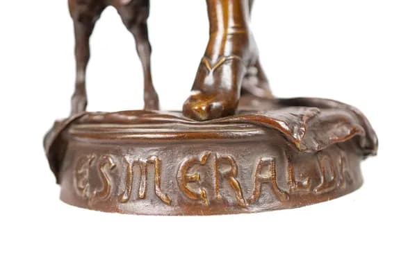 Eugene Marioton Esmeralda bronze sculpture with black marble base