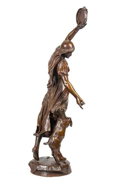 Eugene Marioton Esmeralda bronze sculpture with black marble base