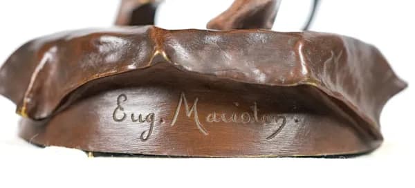 Eugene Marioton Esmeralda bronze sculpture with black marble base