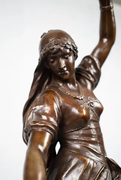 Eugene Marioton Esmeralda bronze sculpture with black marble base