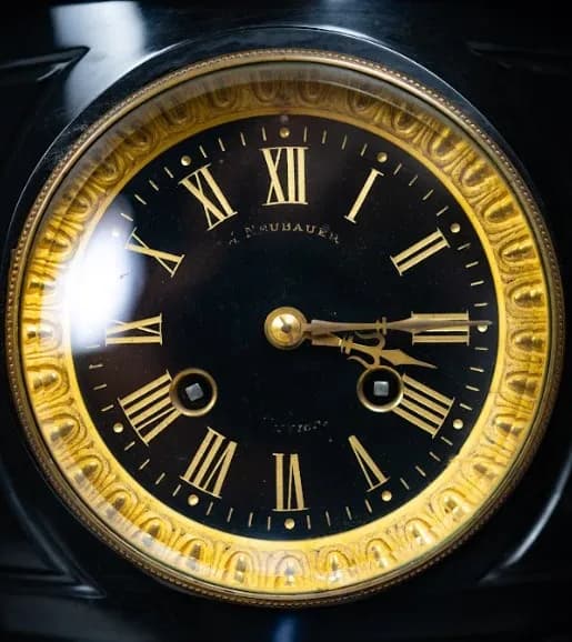 Hyppolite Francois Moreau three piece bronze patinated metal clock set late 19th century, early 20th century