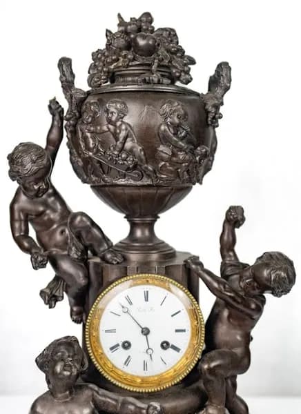 Patinated metal clock early 20th century