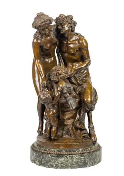 Clodion brown patina bronze sculpture 'Bacchanalia'