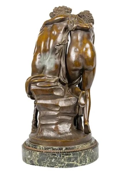 Clodion brown patina bronze sculpture 'Bacchanalia'