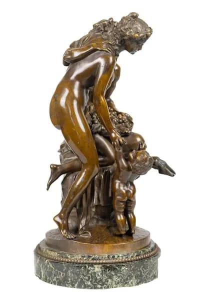 Clodion brown patina bronze sculpture 'Bacchanalia'