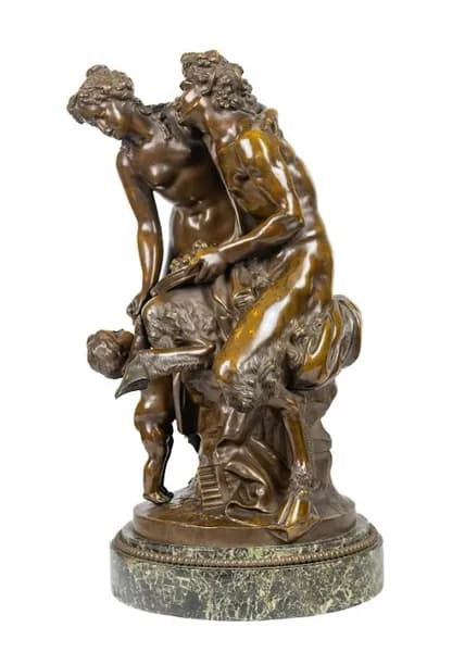 Clodion brown patina bronze sculpture 'Bacchanalia'