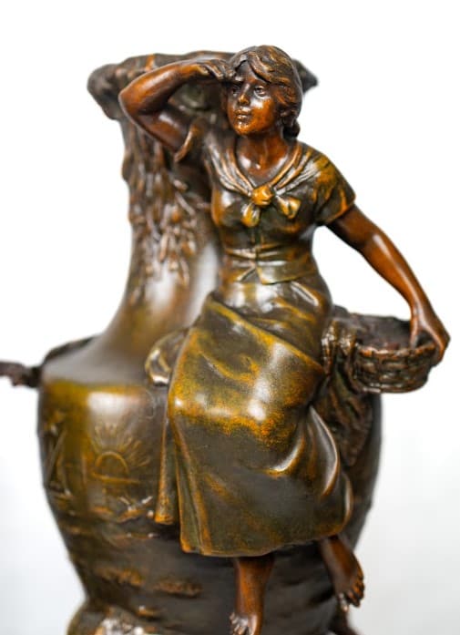 Három részes barna patinás fém ötvözet óra szett 'Le Commerce'  L&F Moreau