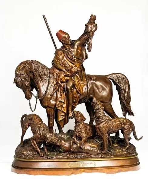 Arthur Waagen 'Kabyle au Retour de la Chasse' bronze sculpture