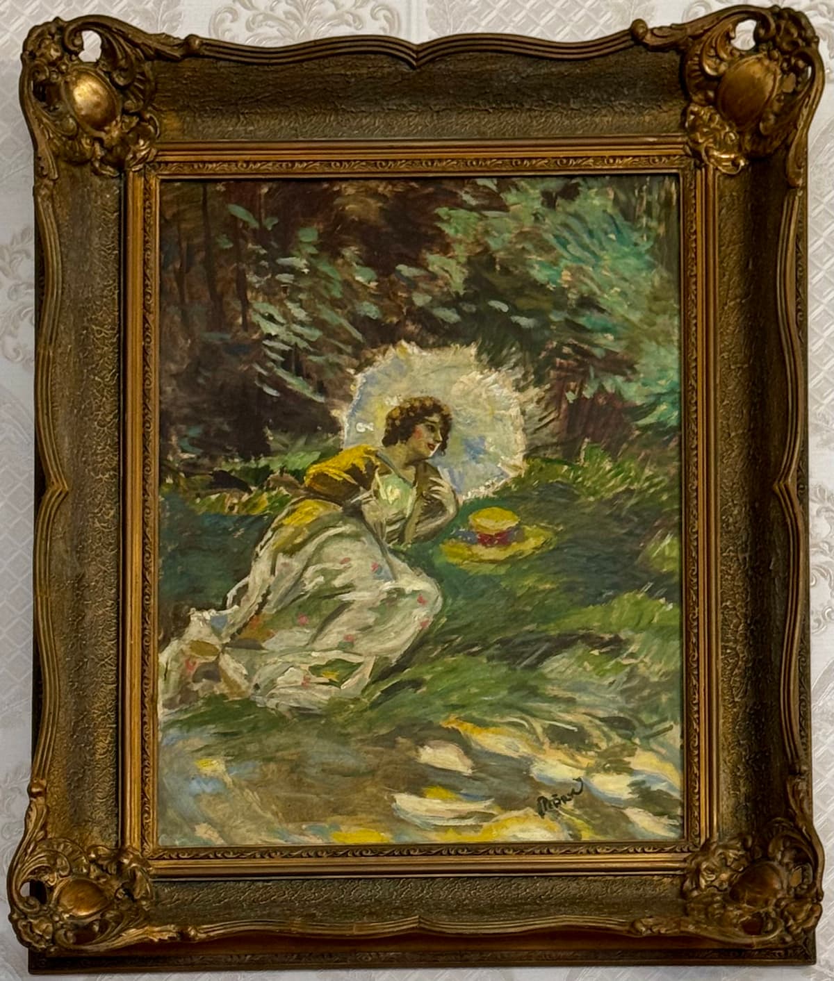 Resting lady with parasol