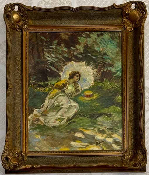 Resting lady with parasol
