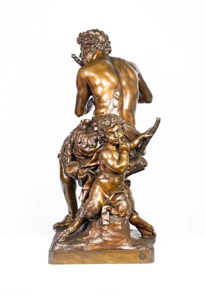 Antoine Coysevox Faun playing the flute bronze sculpture