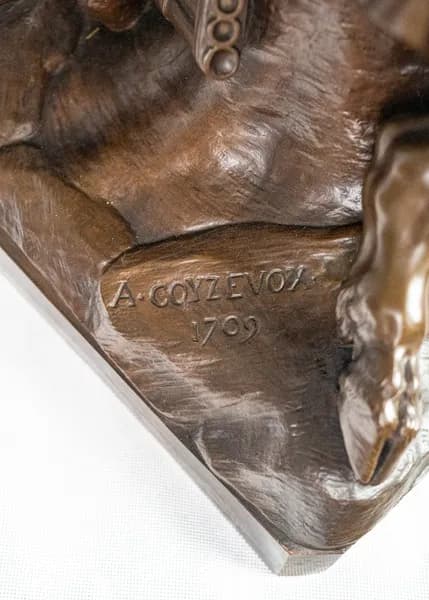 Antoine Coysevox Faun playing the flute bronze sculpture