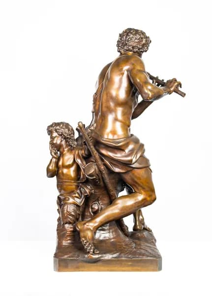 Antoine Coysevox Faun playing the flute bronze sculpture