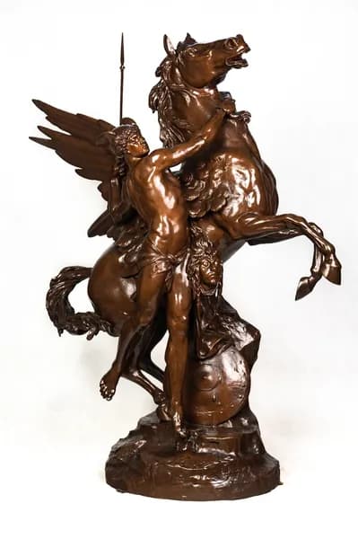 Emile Louis Picault Perseus and Pegasus with the Head of Medusa bronze sculpture 100cm 19th century