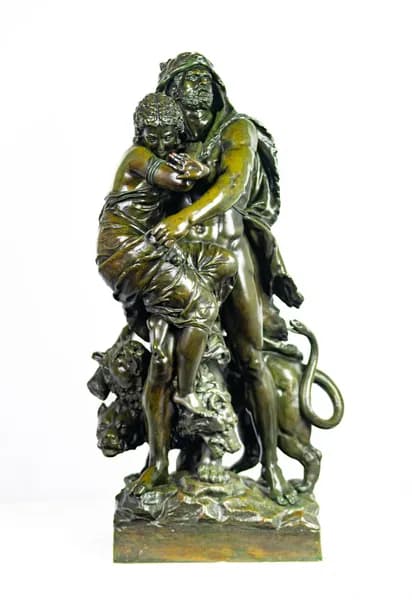 Ernest Rancoulet Hercua et Athena et Cérbéré bronze sculpture