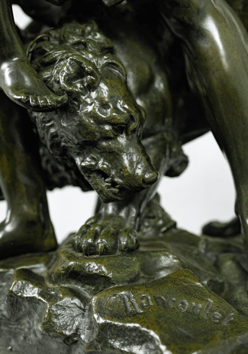 'Hercua et Athena et Cérbéré' bronz szobor