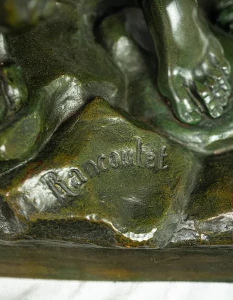 Ernest Rancoulet Hercua et Athena et Cérbéré bronze sculpture