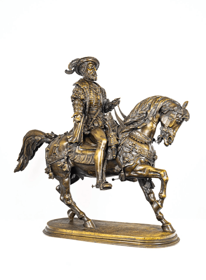 Moris 'Nobleman on a Horse' bronz szobor 19.század