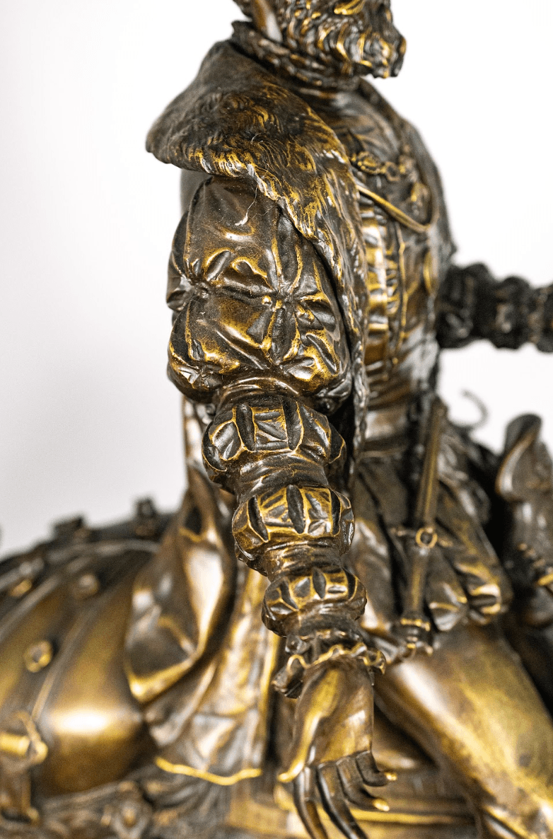 Moris 'Nobleman on a Horse' bronz szobor 19.század