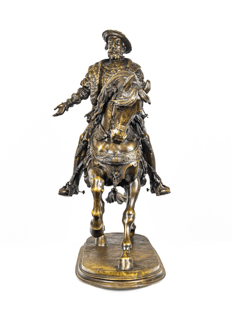 Moris 'Nobleman on a Horse' bronz szobor 19.század
