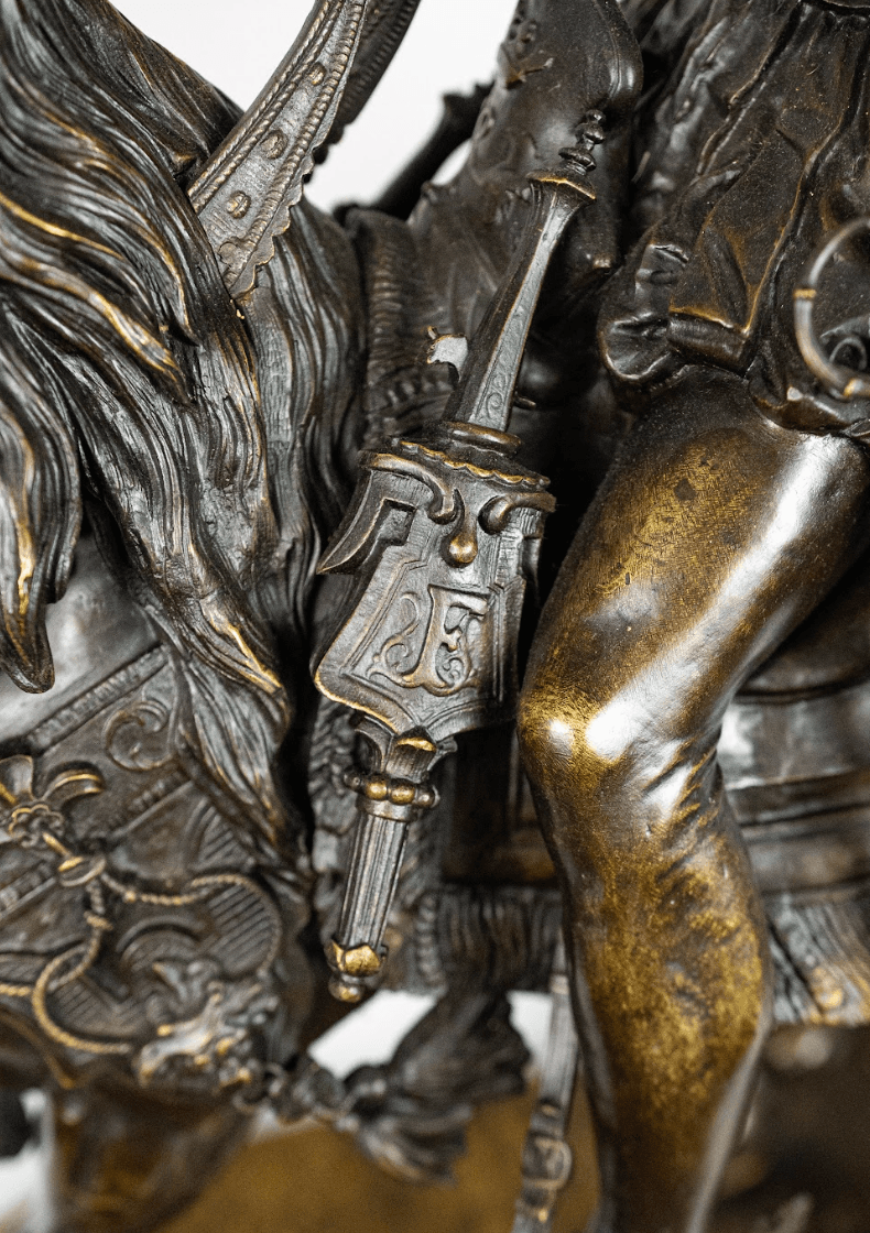 Moris 'Nobleman on a Horse' bronz szobor 19.század