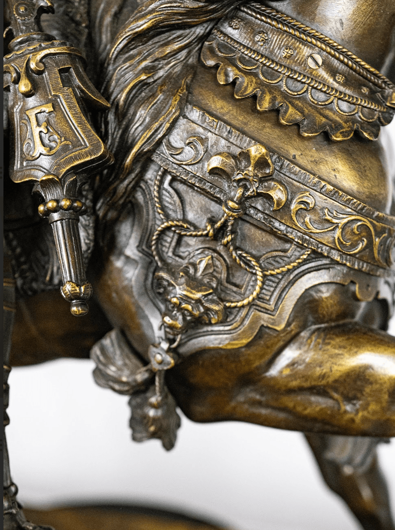 Moris 'Nobleman on a Horse' bronz szobor 19.század