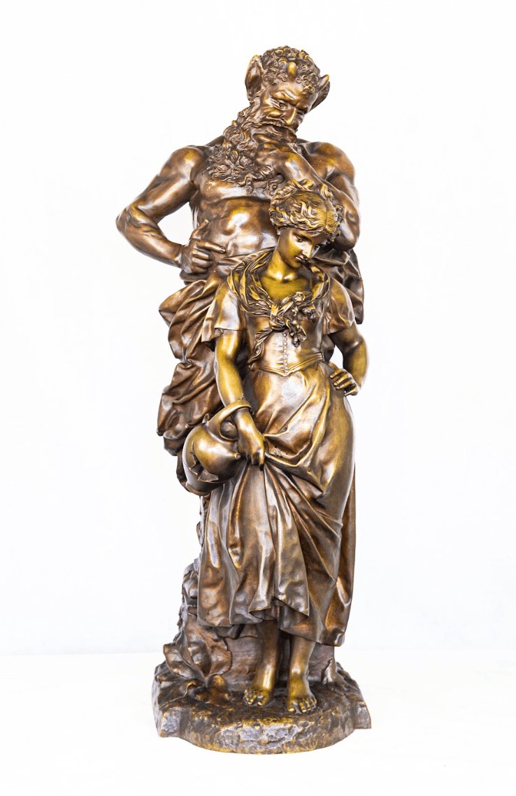 Luca Madrassi 'Pan with Young Maiden ' bronz szobor