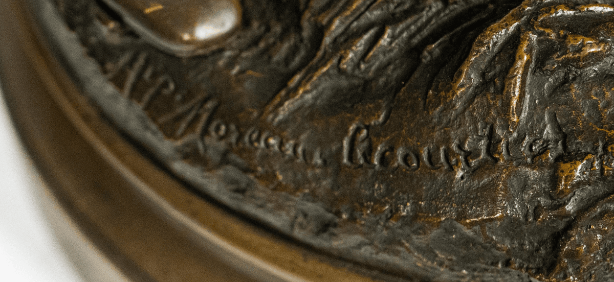 Vadászjelenet kopókkal - Piqueur au Relais bronz szobor 19.század