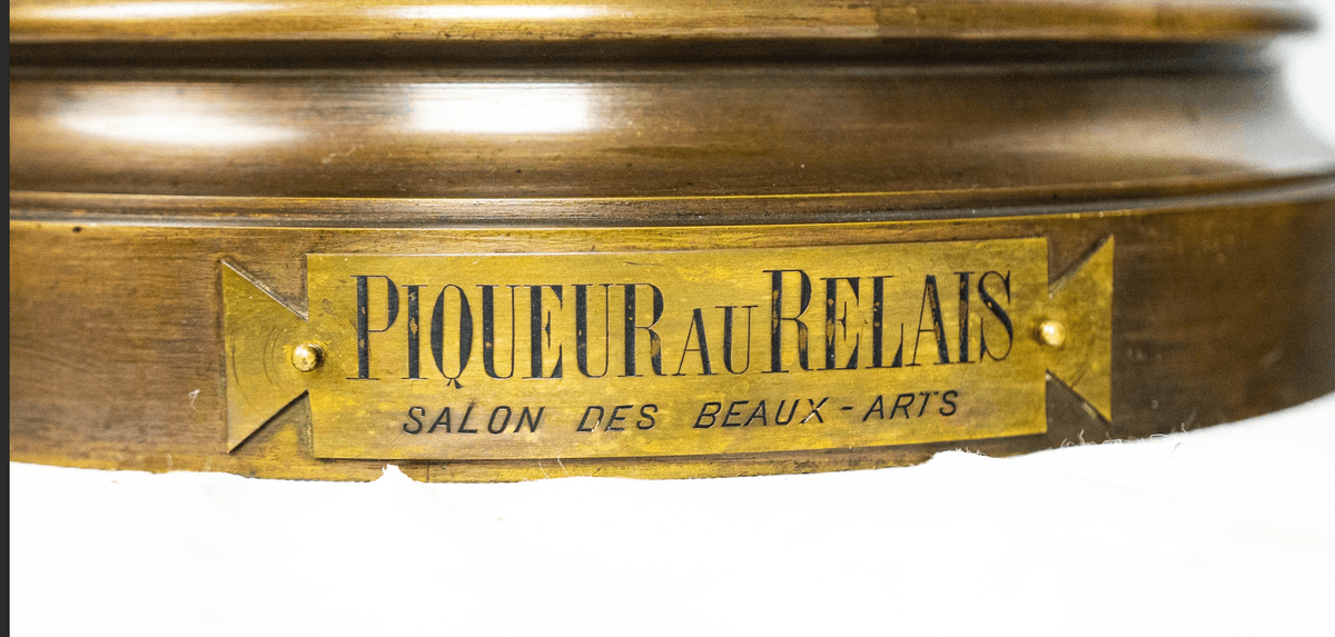 Vadászjelenet kopókkal - Piqueur au Relais bronz szobor 19.század