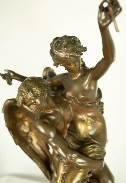 Mathurin Moreau 'Angel and Nymph' bronze sculpture