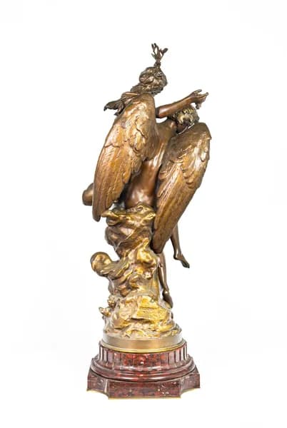 Mathurin Moreau 'Angel and Nymph' bronze sculpture