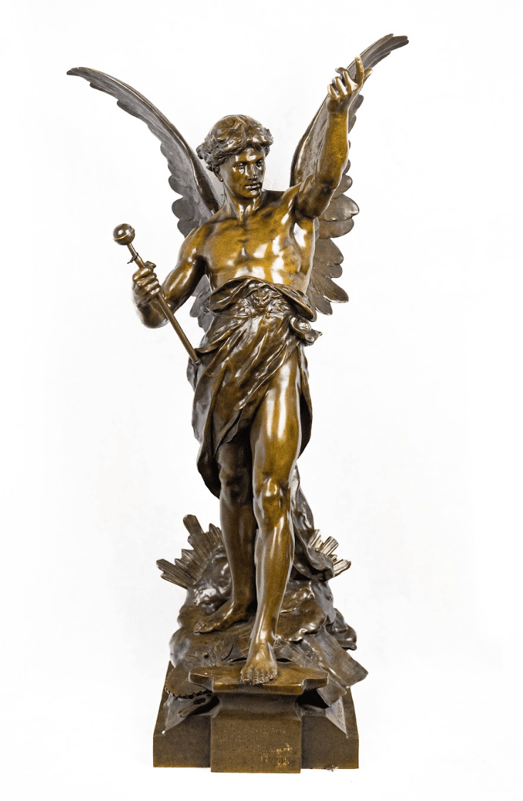 E.Picault 'Sur le Champ du Labeur' bronz szobor 19.század