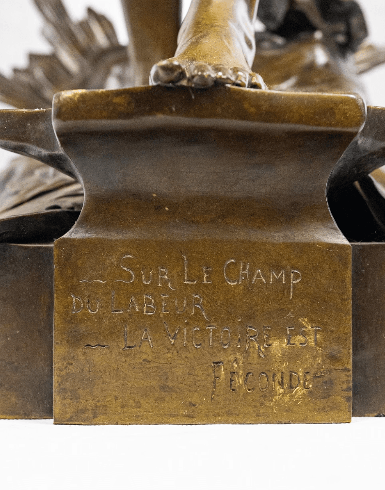 E.Picault 'Sur le Champ du Labeur' bronz szobor 19.század