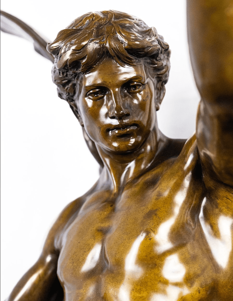 E.Picault 'Sur le Champ du Labeur' bronz szobor 19.század