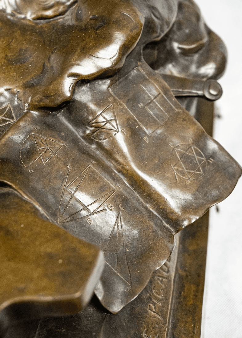 E.Picault 'Sur le Champ du Labeur' bronz szobor 19.század