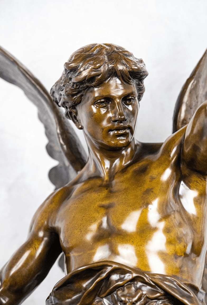 E.Picault 'Sur le Champ du Labeur' bronz szobor 19.század