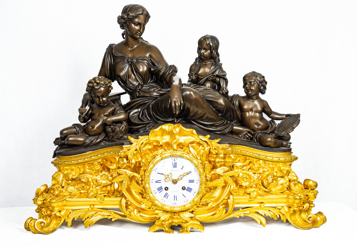 Raingo Fréres Tűzi aranyozott kandalló óra