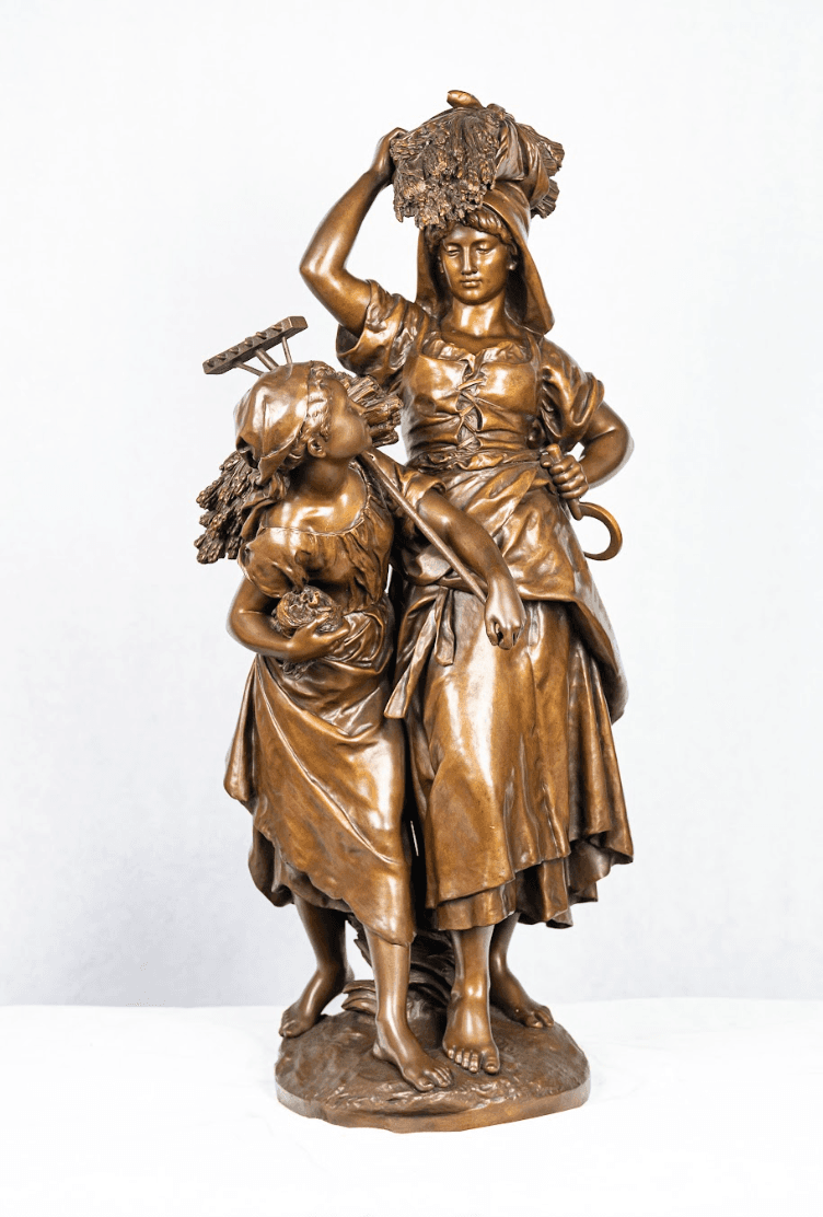 Mathurin Moreau 'Le retour de la moisson' bronz szobor 19.század