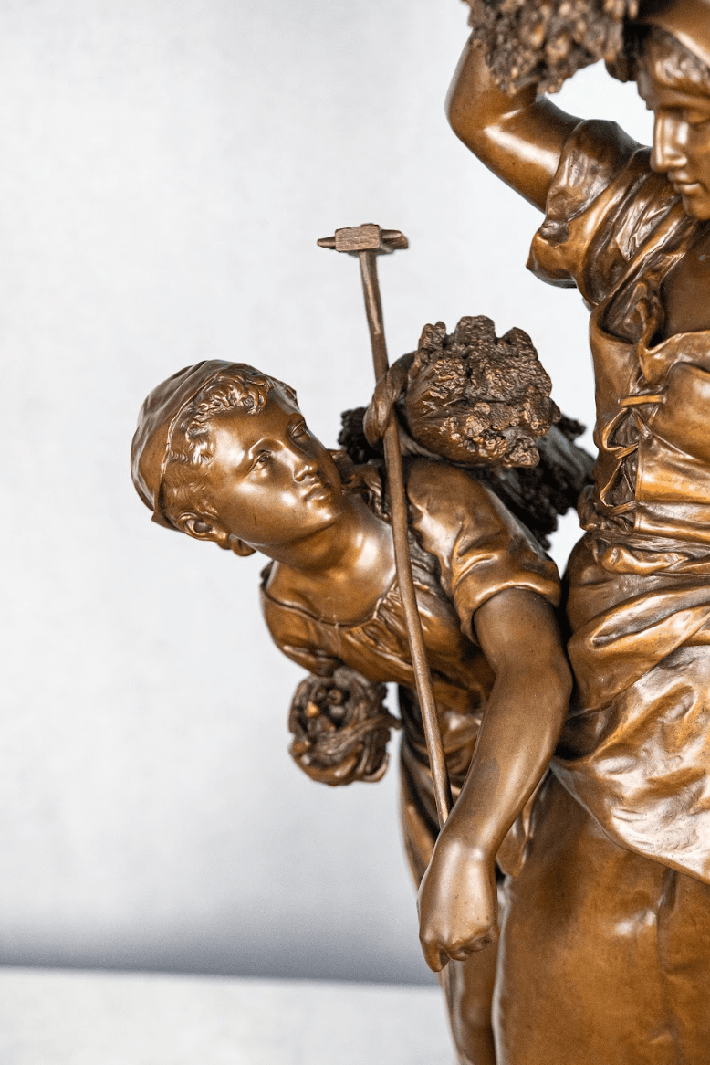 Mathurin Moreau 'Le retour de la moisson' bronz szobor 19.század