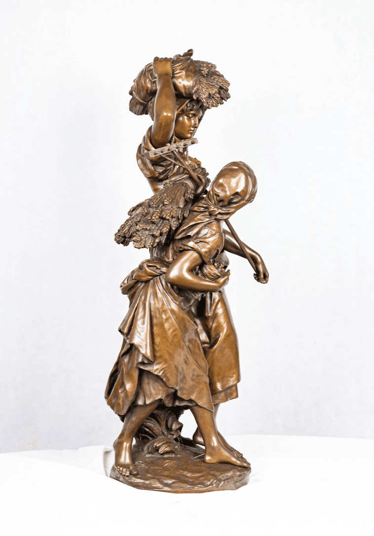 Mathurin Moreau 'Le retour de la moisson' bronz szobor 19.század