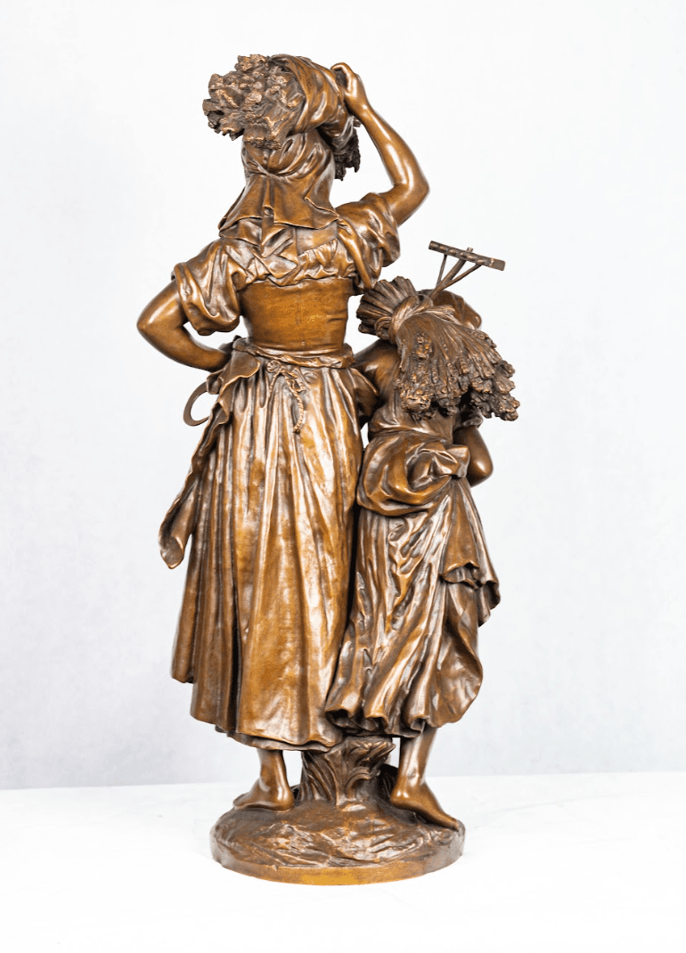 Mathurin Moreau 'Le retour de la moisson' bronz szobor 19.század