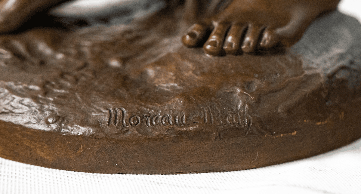 Mathurin Moreau 'Le retour de la moisson' bronz szobor 19.század