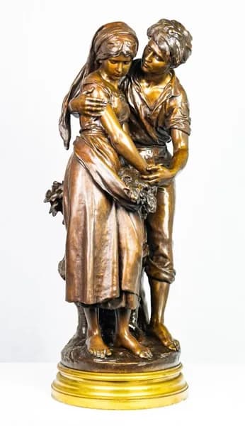 Bronze sculpture of a young couple