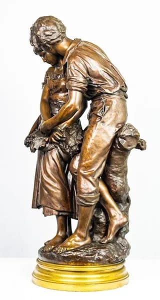 Bronze sculpture of a young couple