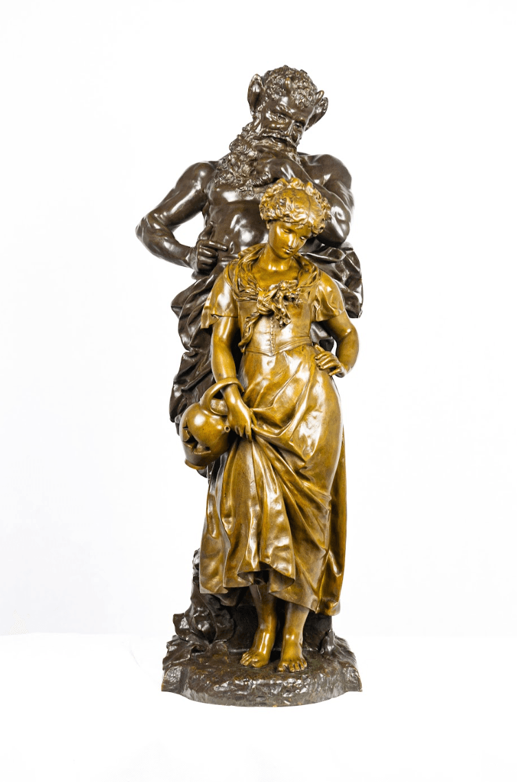 'Pan with young maiden' bronz szobor