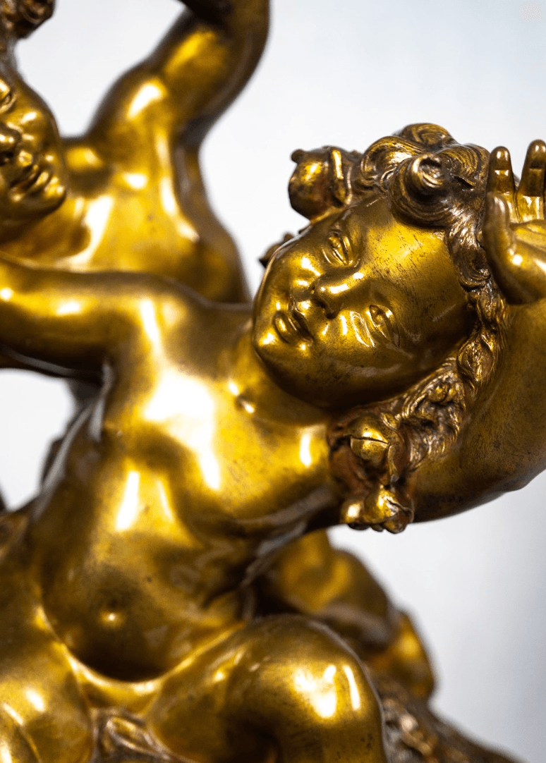 R.Ch.Peyre 'Trois Amours' három alakos bronz szobor 19.század