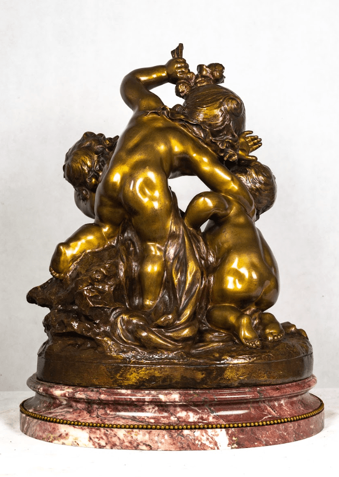 R.Ch.Peyre 'Trois Amours' három alakos bronz szobor 19.század