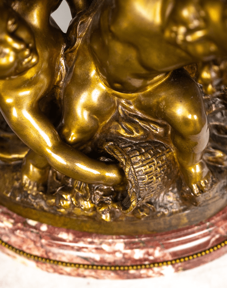 R.Ch.Peyre 'Trois Amours' három alakos bronz szobor 19.század