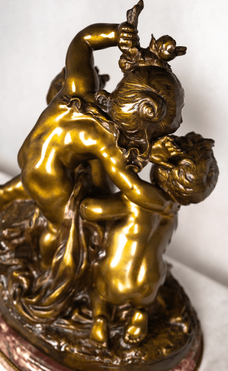 R.Ch.Peyre 'Trois Amours' három alakos bronz szobor 19.század