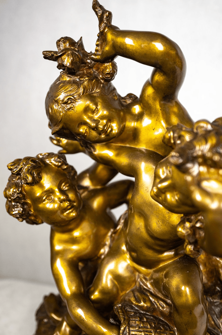 R.Ch.Peyre 'Trois Amours' három alakos bronz szobor 19.század